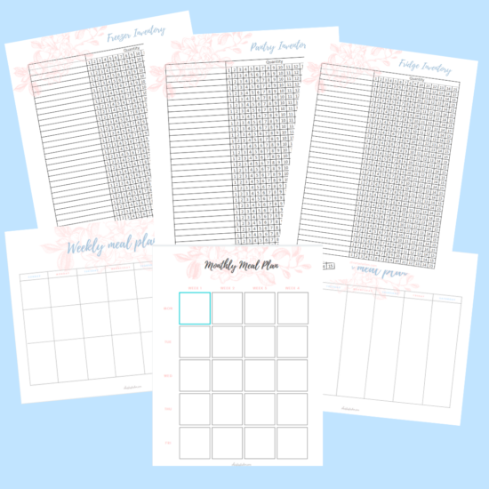 menu planning printables