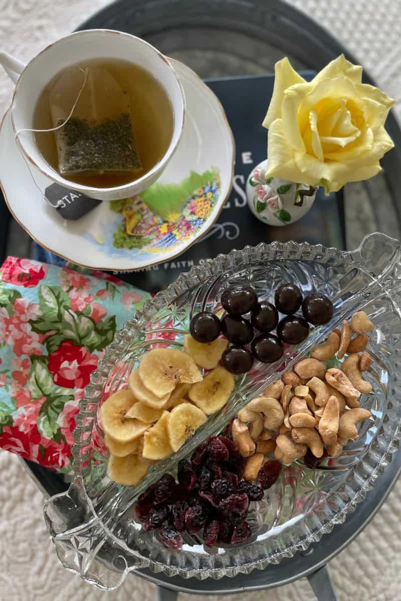 teatime teacup with snacks